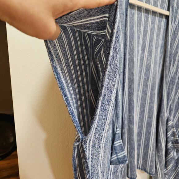Anthropologie Soft Saturday/Sunday Barlia Blue Striped Boho Kimono w Pockets - Picture 7 of 12